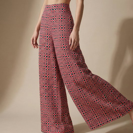 赤い黒と白のOpアートジオメトリパターン ファブリック