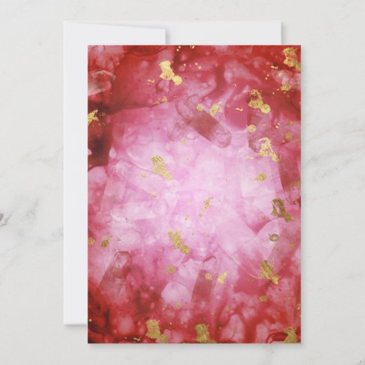 赤い黒と金ゴールドのアゲート結婚トの結晶のinvitati 招待状 (裏面)