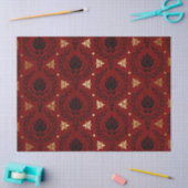 赤い黒と金ゴールドの円パターン（の模様が）ある切り 薄葉紙 (クラフト)