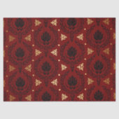 赤い黒と金ゴールドの円パターン(の模様が)ある切り 薄葉紙 (正面)