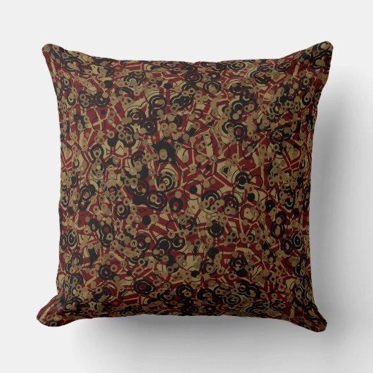 赤い黒と金ゴールドの幾何学的抽象芸術 クッション (正面)