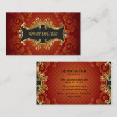 赤い黒と金ゴールドの渦巻きビジネスカードテンプレート 名刺 (正面/裏面)