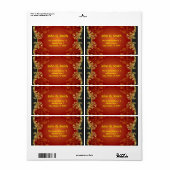 赤い黒と金ゴールドトーンのヴィンテージ旋回 – テンプレート ラベル (フルシート)