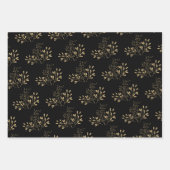 赤い黒と金ゴールドフローラ ラッピングペーパーシート (正面)