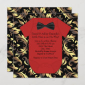 赤い黒と金ゴールドベビーシャワー招待状 招待状 (正面/裏面)