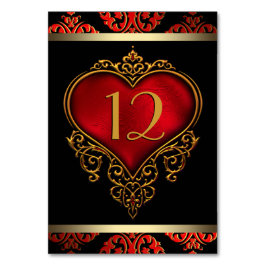 赤い黒と金ゴールド結婚のテーブル番号 テーブルナンバー