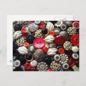 赤い黒と銀のボタンコラージュ ポストカード (正面/裏面)