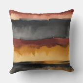 赤い黒と黄色の水色抽象芸術 クッション (裏面)