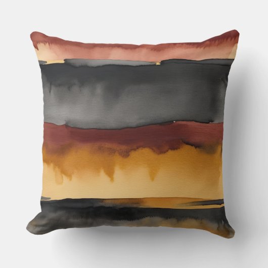 赤い黒と黄色の水色抽象芸術 クッション (正面)