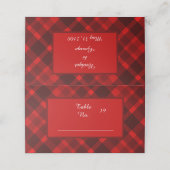 赤い黒のスコティッシュタータンチェック結婚のパターン プレイスカード (外部開封)