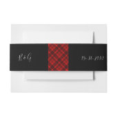 赤い黒のスコティッシュタータンチェック結婚のパターン 招待状ベリーバンド (正面例)