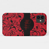赤い黒のダマスクのカスタマイズ可能なiphone 5ケース Case-Mate iPhoneケース (裏面(横))