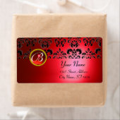 赤い黒のダマスクモノグラム、ルビー ラベル (インサイチュ)