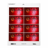 赤い黒のダマスクモノグラム、ルビー ラベル (フルシート)