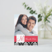 赤い黒のダマスク写真の日付を保存 案内ポストカード (スタンド正面)