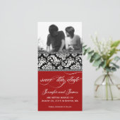 赤い黒のダマスク日付の写真カードを保存 セーブザデート (スタンド正面)