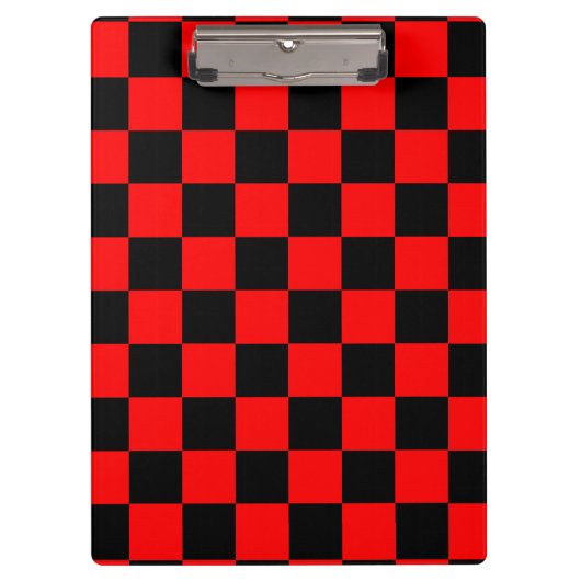 赤い黒のチェッ市松模様にクパターン クリップボード (正面)