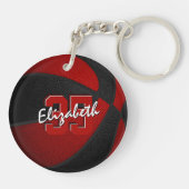 赤い黒のチームカラーズガールズバスバスケットボール キーホルダー (裏面)