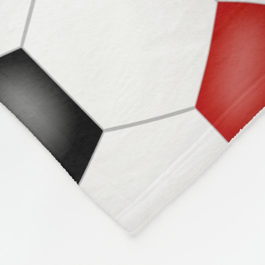 赤い黒のチームカラー私はサッカーの文字パターンが大好き フリースブランケット (角)