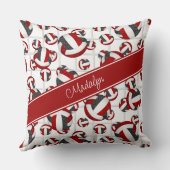 赤い黒のチームガーリーカラーバレーボールネットアクセント クッション (裏面)