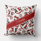 赤い黒のチームガーリーカラーバレーボールネットアクセント クッション (正面)