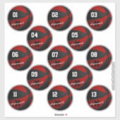 赤い黒のバスケッカスタムトボール13選手の名前 シール (シート)