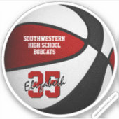 赤い黒のバスケットボールチームは女の子の男の子をカラー シール (正面)