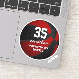 赤い黒のバスケットボールチームは男の子の女の子をカラー シール