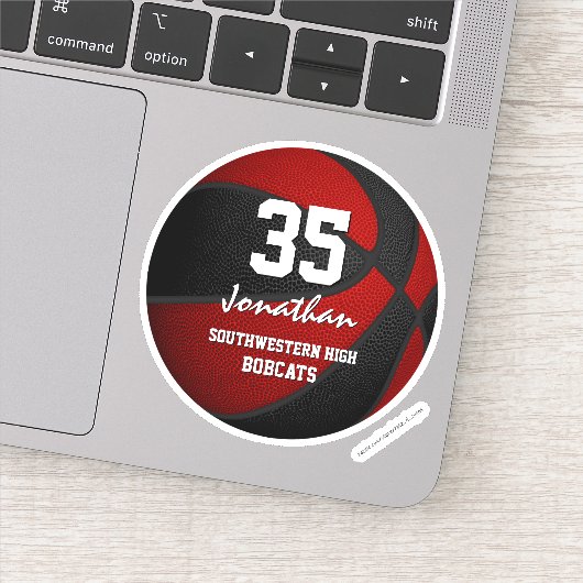 赤い黒のバスケットボールチームは男の子の女の子をカラー シール (詳細)