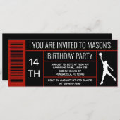 赤い黒のバスケットボール誕生日パーティシースボックスラベル 招待状 (正面/裏面)