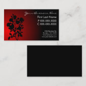 赤い黒のフェードフラワーシルエット名刺 名刺 (正面/裏面)