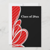 赤い黒のポルカの女の子の写真卒業 招待状 (裏面)