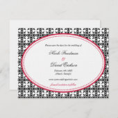 赤い黒のレースの名門私立校風の楕円形の結婚式は日付を保存 セーブザデート (正面/裏面)