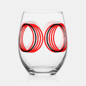 赤い黒の円のモダン飲み物用品セット ステムなしワイングラス (正面)