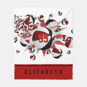 赤い黒の女の子のスポーツギフトバスケットボールの星 フリースブランケット (正面)