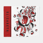 赤い黒の女の子のスポーツギフトバスケットボールの星 フリースブランケット (正面(横))