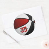 赤い黒の女の子の男の子バスケットチームカラー ラウンドシール (封筒)