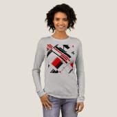 赤い黒の対角線のシェイプ線MCM-インスパイアArt トライブレンドＴシャツ (正面全体)