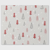 赤い黒の幾何シンプルモダン性のクリスマスツリー ラッピングペーパー (フラット)