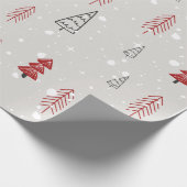 赤い黒の幾何シンプルモダン性のクリスマスツリー ラッピングペーパー (角)