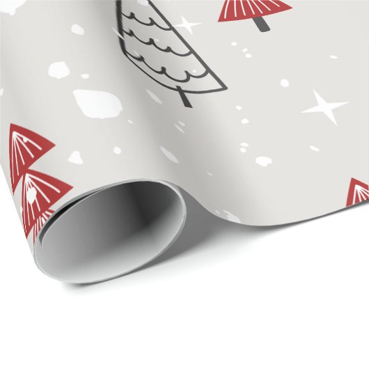 赤い黒の幾何シンプルモダン性のクリスマスツリー ラッピングペーパー (ロールコーナー)