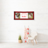 赤い黒の幾何学的2枚の写真卒業 横断幕 (インサイチュ)