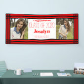 赤い黒の幾何学的2枚の写真卒業 横断幕 (トレードショー)