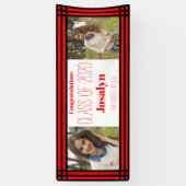 赤い黒の幾何学的2枚の写真卒業 横断幕 (縦)