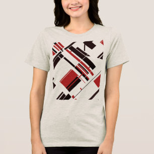 赤い黒の斜めシェイプ線MCMルック抽象芸術 トライブレンドTシャツ