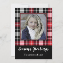 赤い黒の格子縞の季節の写真とのあいさつ