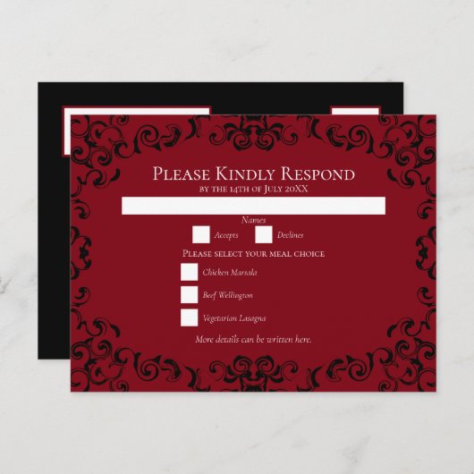 赤い黒の渦巻きゴシッ結婚クス シーズンポストカード (正面/裏面)