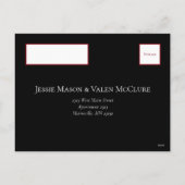 赤い黒の渦巻きゴシッ結婚クス シーズンポストカード (裏面)