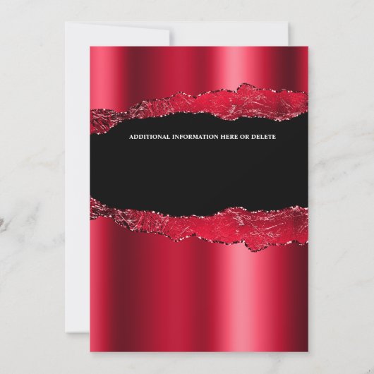 赤い黒の甘い16女の子の仮装マスク3Dガラス 招待状 (裏面)