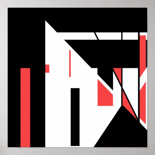 赤い黒の白のMCMのような幾何学的なデザインの場所 ポスター (正面)